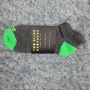 Two Blind Brothers Socks One Size Gray Green Ankle Low Cut Braille Tag NWT